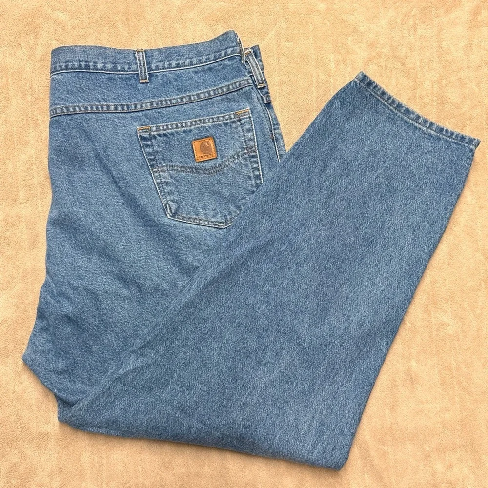 Carhartt Jeans Mens 50X32 Blue Denim Relaxed Fit Tapered Leg